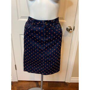 Pilcro Anthropologie Blue Dark Wash Denim Polka Dot Pencil Skirt, Size 26